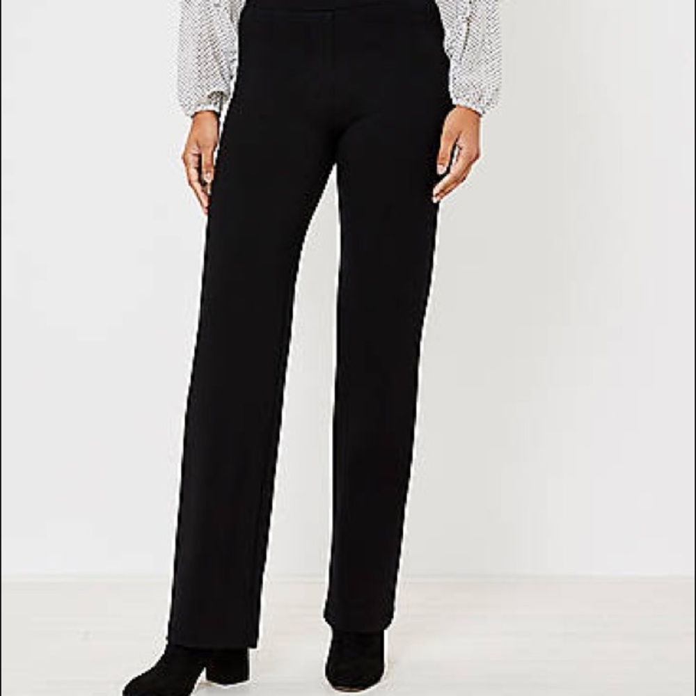 Loft, black, wide leg pull-on work pant
